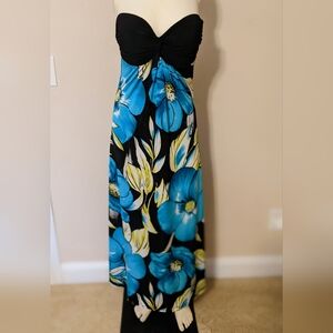 Floral strapless summer maxi dress